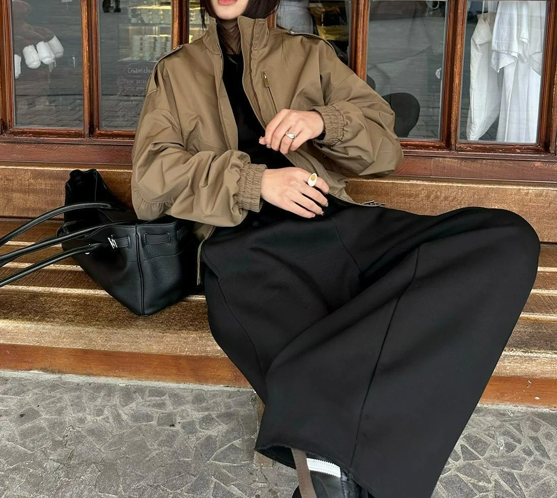 

Stand Collar Short Jacket for Women New Trendy Spring and Autumn Casual Workwear Fashion Versatile Top