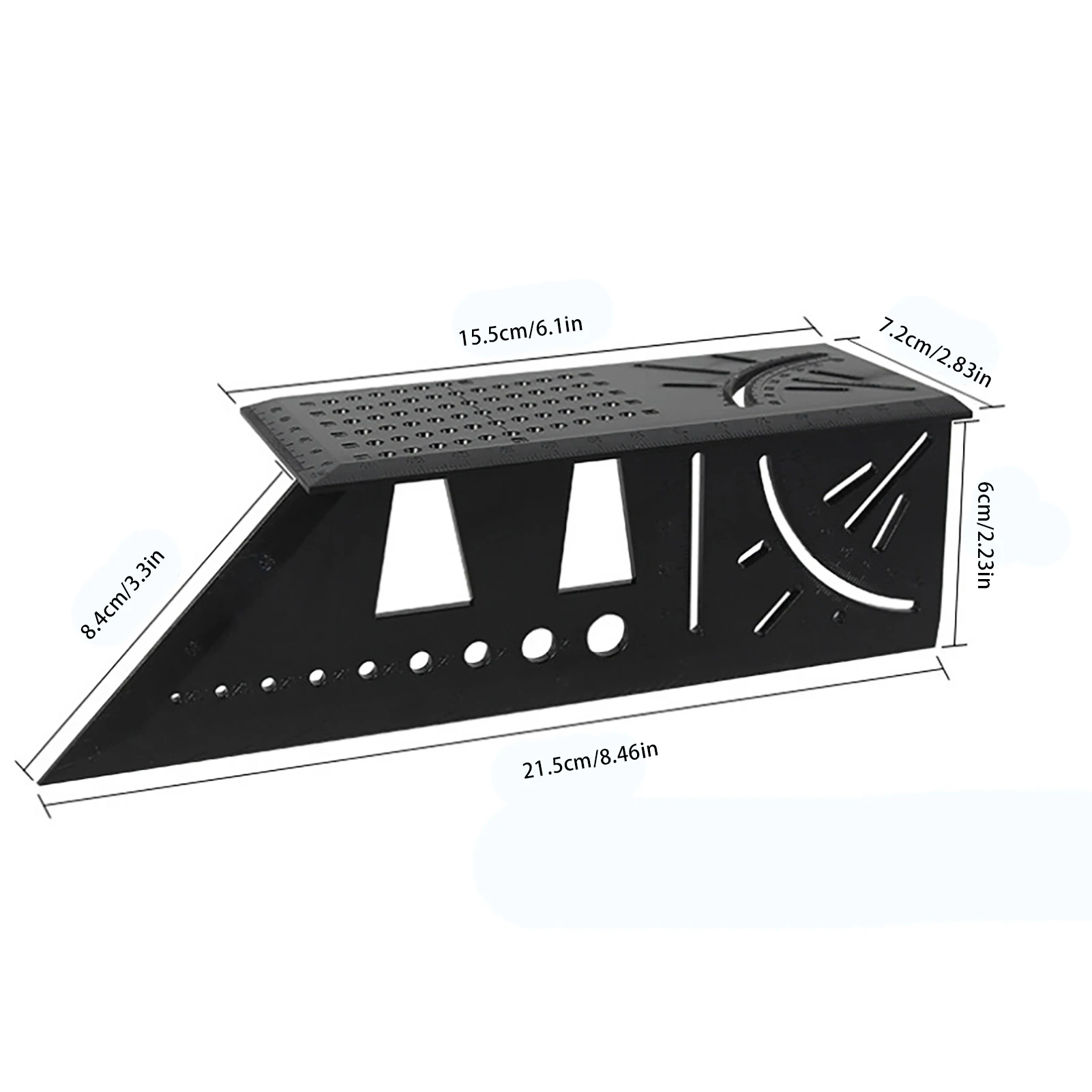 12inch Adjustable Combination Square/Right Angle Ruler 45 / 90 Degree with Bubble Level Gauge Measuring Tools for Woodworking