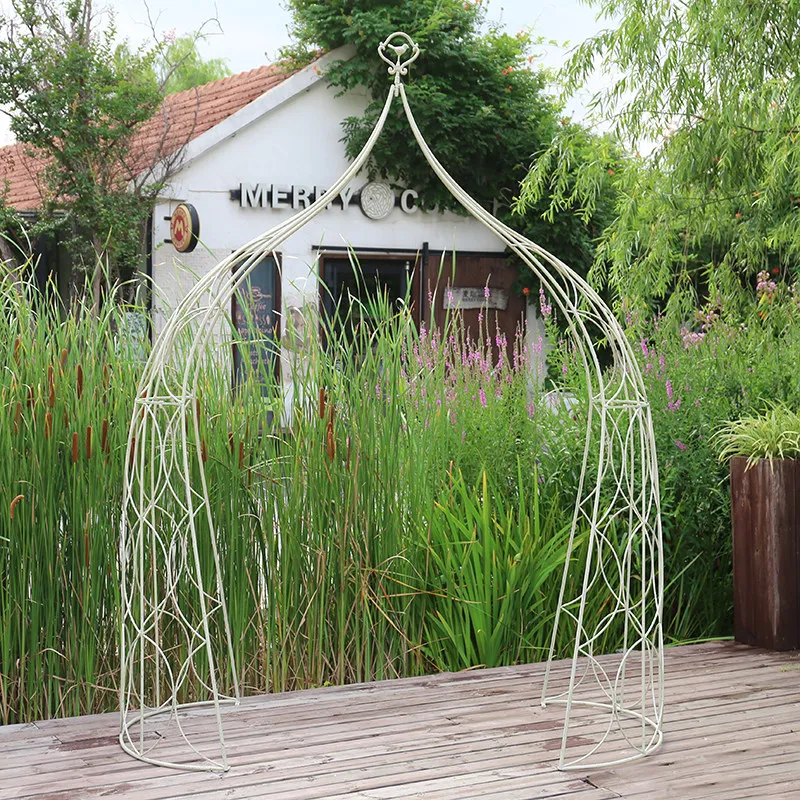Wrought iron old arch flower climbing frame fence garden courtyard balcony climbing vine frame wedding decoration European
