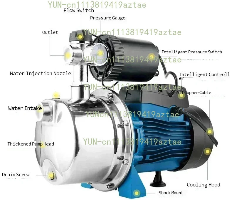 220V 550W Jet Pump Not Automatic Tap Water Pipeline 304 Stainless Steel High Pressure Solar Water Pump Booster
