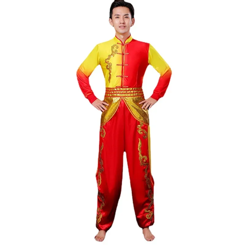 Hanfu Classical Waist Drum Dance Square Dance Costume Red National Elegant Yangko Stage Performance Fan Dance Oriental Suit