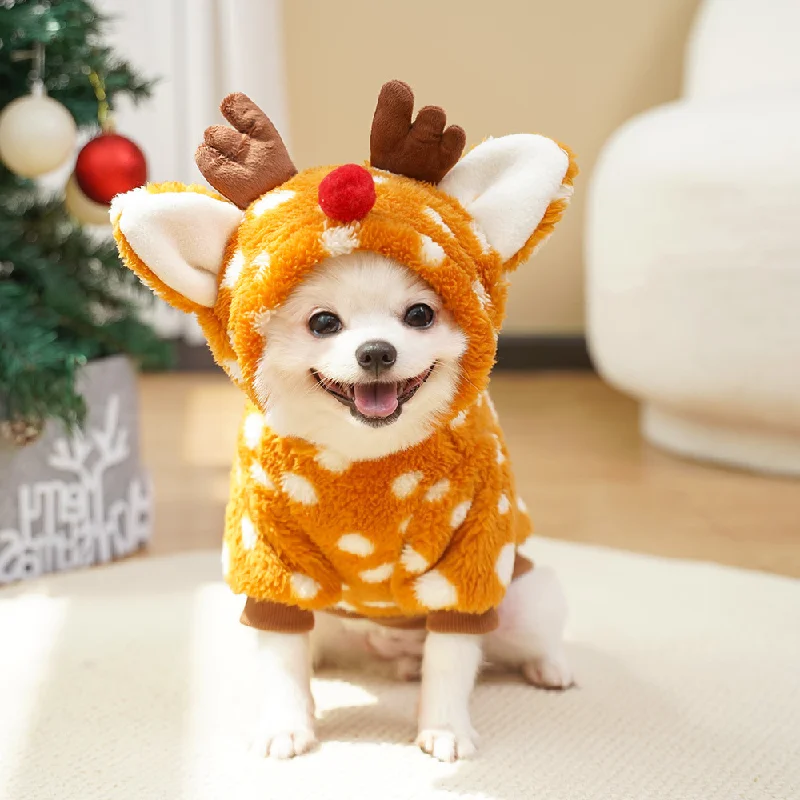 Merry Christmas Pet Clothes Dog Autumn Winter Warm Coat Ropa Perro Puppy Hooded Costume for Small and Medium Dogs Cosplay ELK