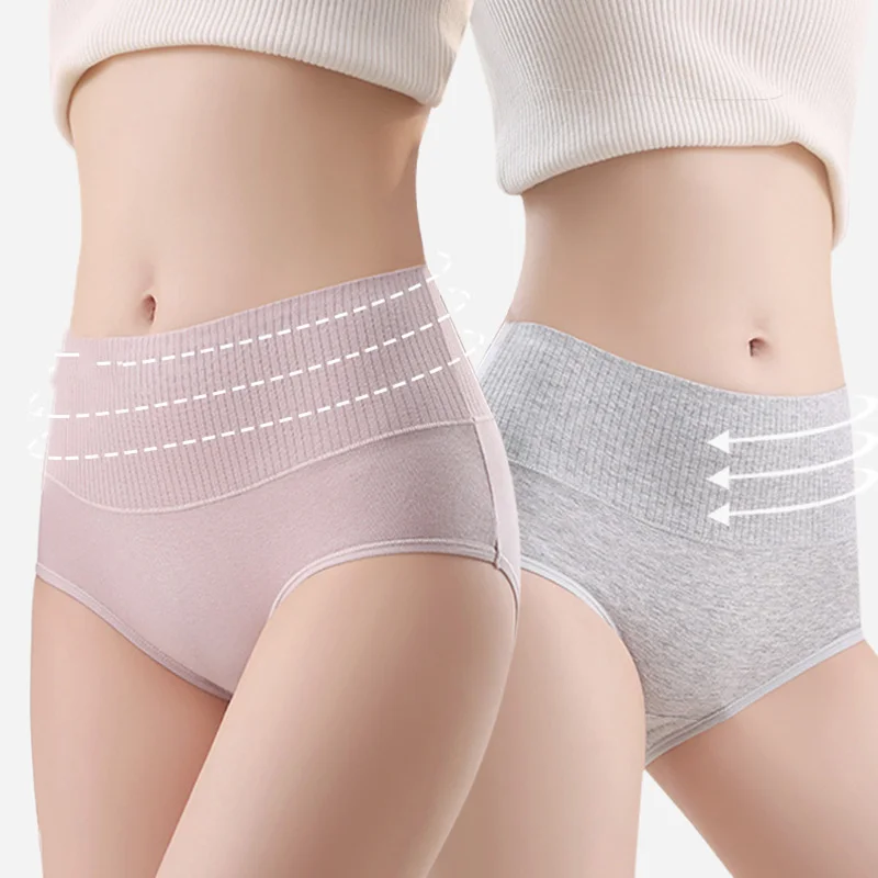 

Cotton Women's Panties Elastic Soft Large Size XXL Solid color Ladies Underwear Breathable Sexy High Waist Tummy control Briefs