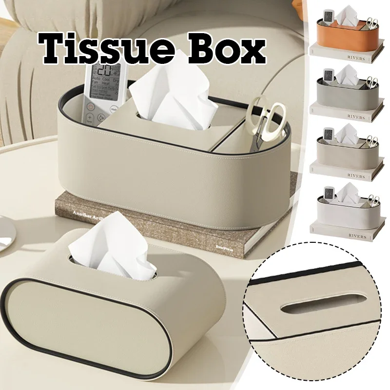 

Premium Oval Leather Tissue Box - Elegant Living Room & Bedroom Decor, Modern Desktop Napkin Holder, Creative Storage Box