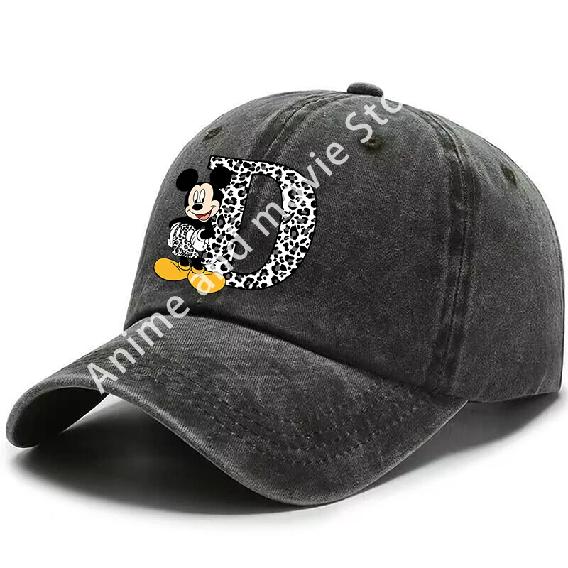 Mickey Mouse Disney Adult Baseball Caps Letter ABC Men Women Cotton Washed Hat Summer Vintage Caps Cartoon Anime Birthday Gifts