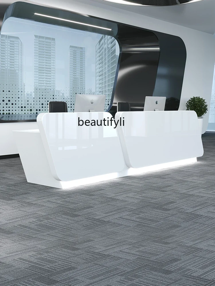 X Reception Desk White Paint Reception Desk Company Curved Bar Beauty Salon Hotel Cashier Kindergarten Reception Desk