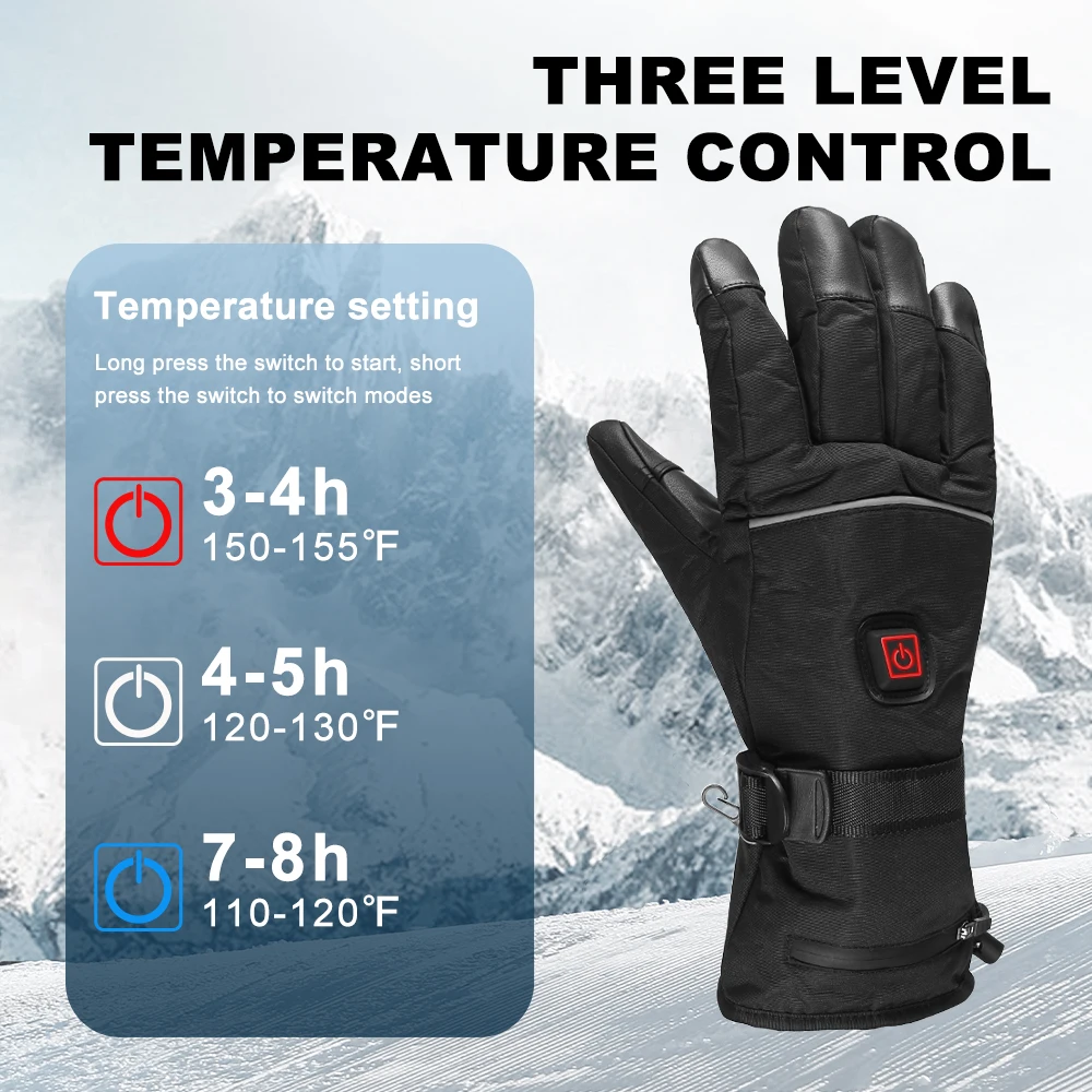 Electric Heated Gloves Thermal Mittens Rechargeable Winter Warm Touchscreen Gloves for Outdoor Hunting Hiking Skiing Motorcycle