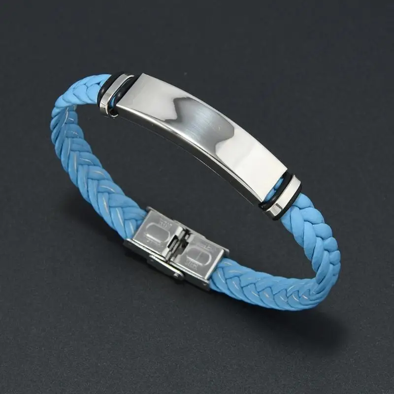 Premium Woven Leather Bracelet Featuring Rust Proof Stainless Steel 21cm Adjustable Length For Comfortable All Day Wear In