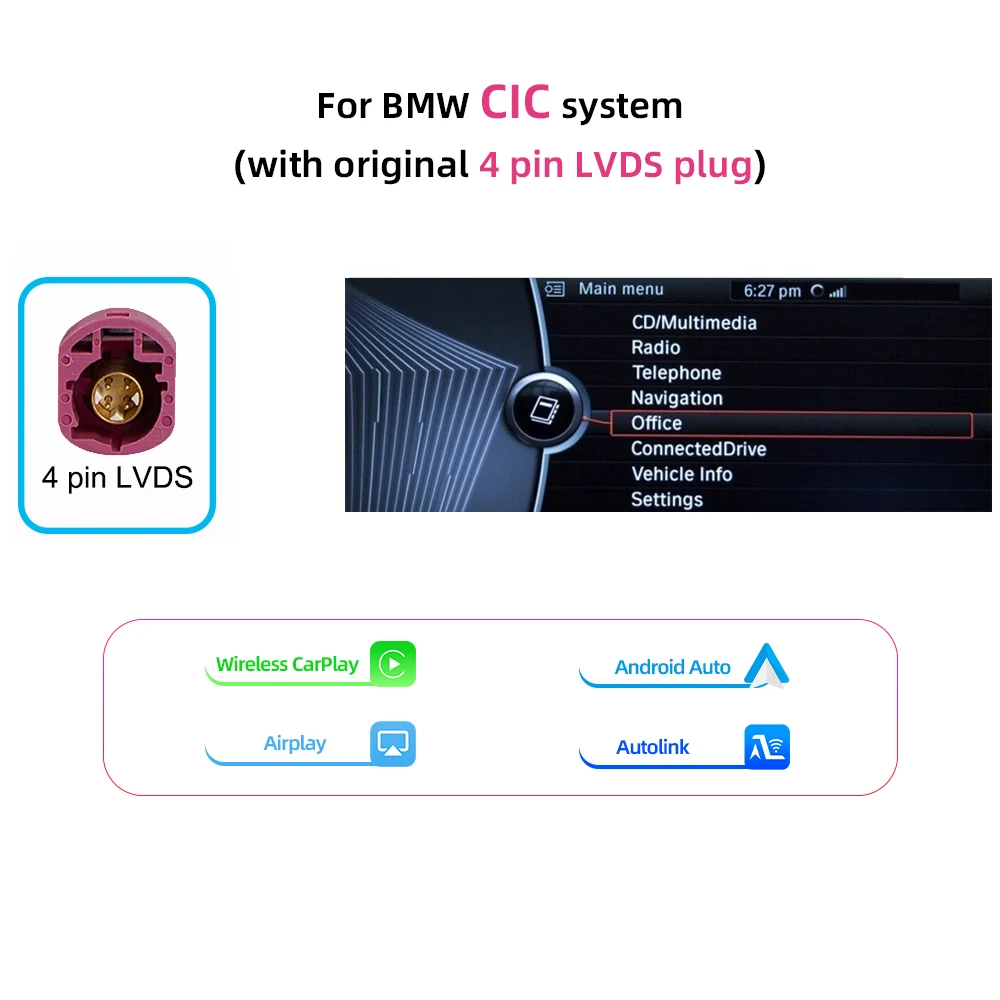 Bonroad Draadloze Carplay Android Auto Module Voor Bmw 5 7 Series F10 F11 F07 Gt F01 F02 F03 F04 X 3X4 F25 F26 Met Spiegel Link