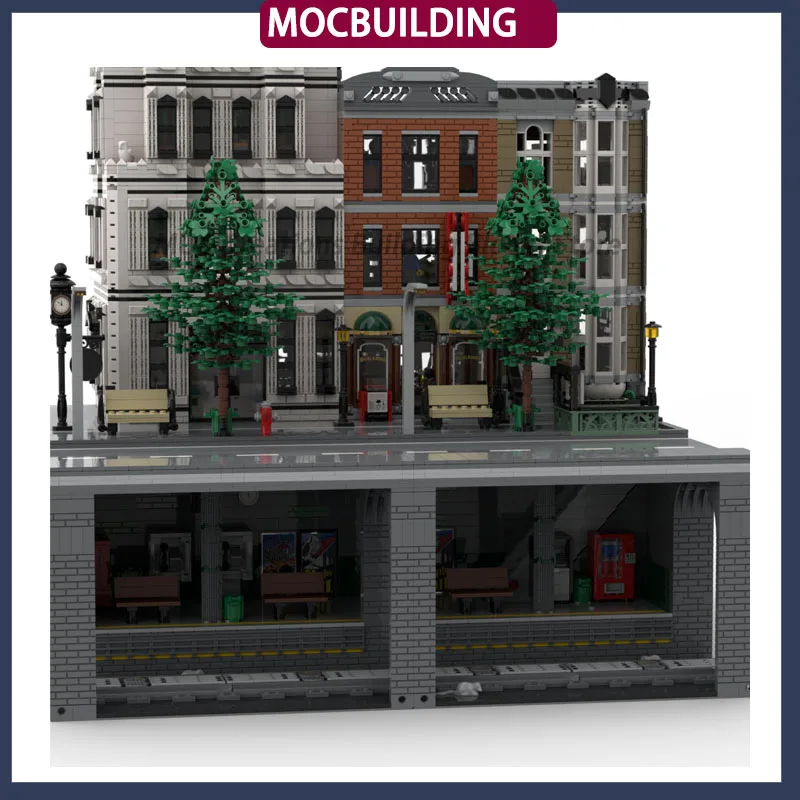 MOC City Street View Building Subway Apartment Model Building Block Set Skyscraper Underground Railway Collection Toy Gifts