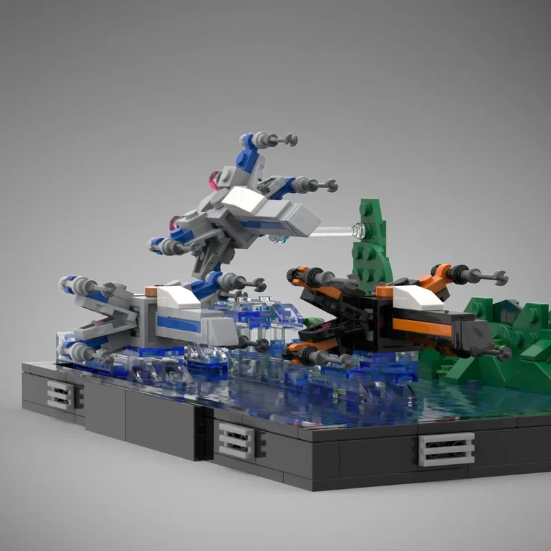 Stern Themen MOC Film Action Bausteine Kit Kampf Szene Ziegel Set Kampf Schiff Modell DIY Kämpfer Spielzeug für Kinder Kinder