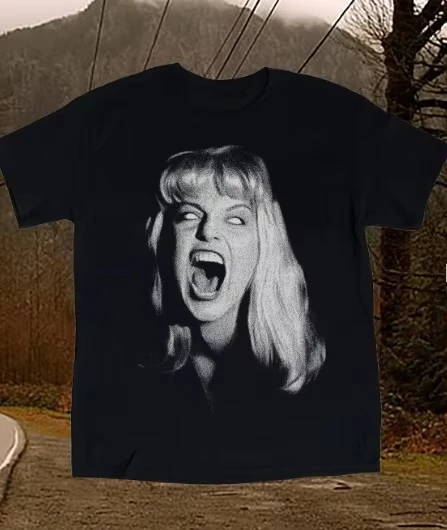 Vintage Horror Movie Poster Style T-Shirt Unisex Round Neck Worn Out Checkered Collage Streetwear Breathable 2026 Hot Sale