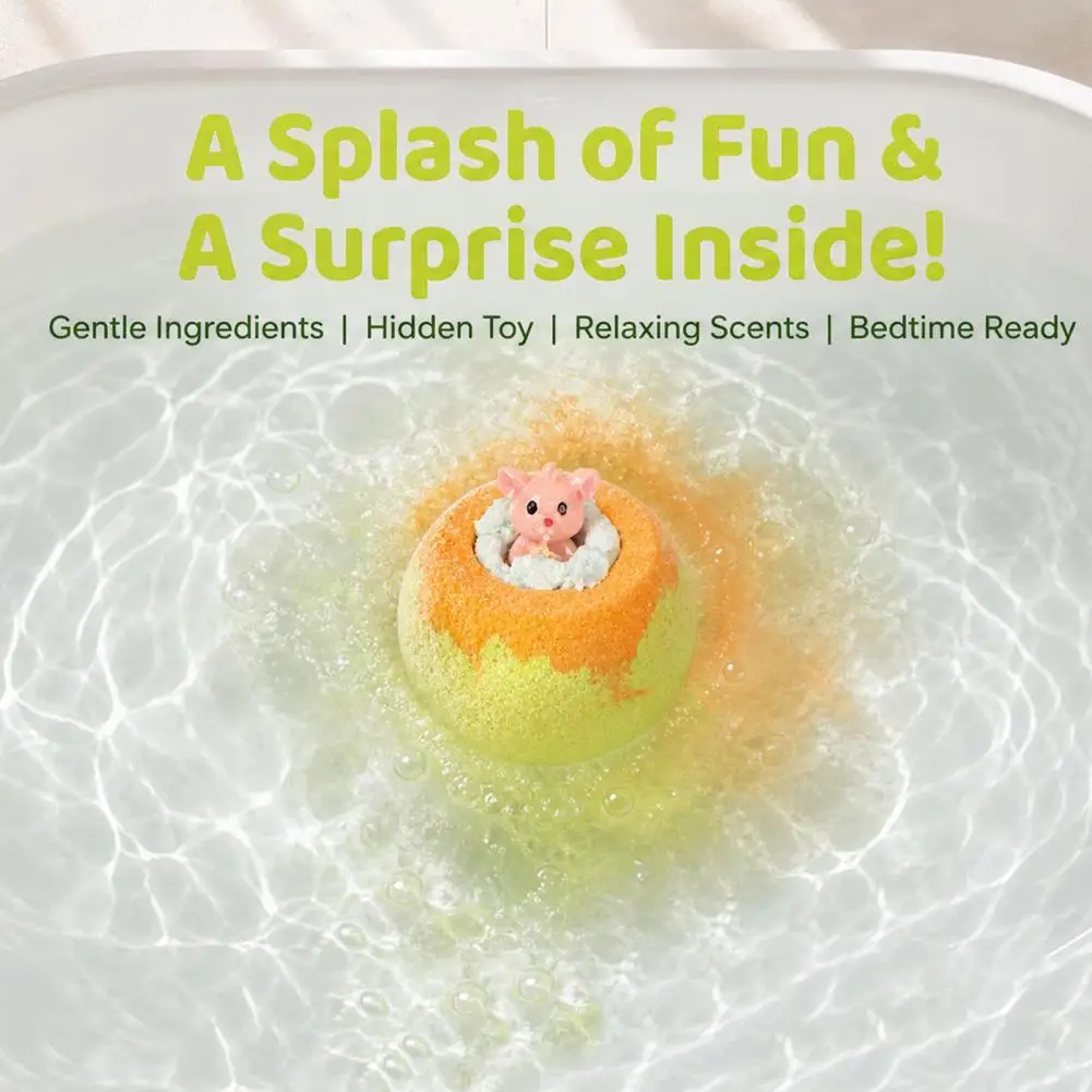 Children Bath Bombs 7 Pcs Kids Bath Bombs with Toy Plant Extract Essential Oil Fizzies Moisturizing Shower Salt Balls for Dry