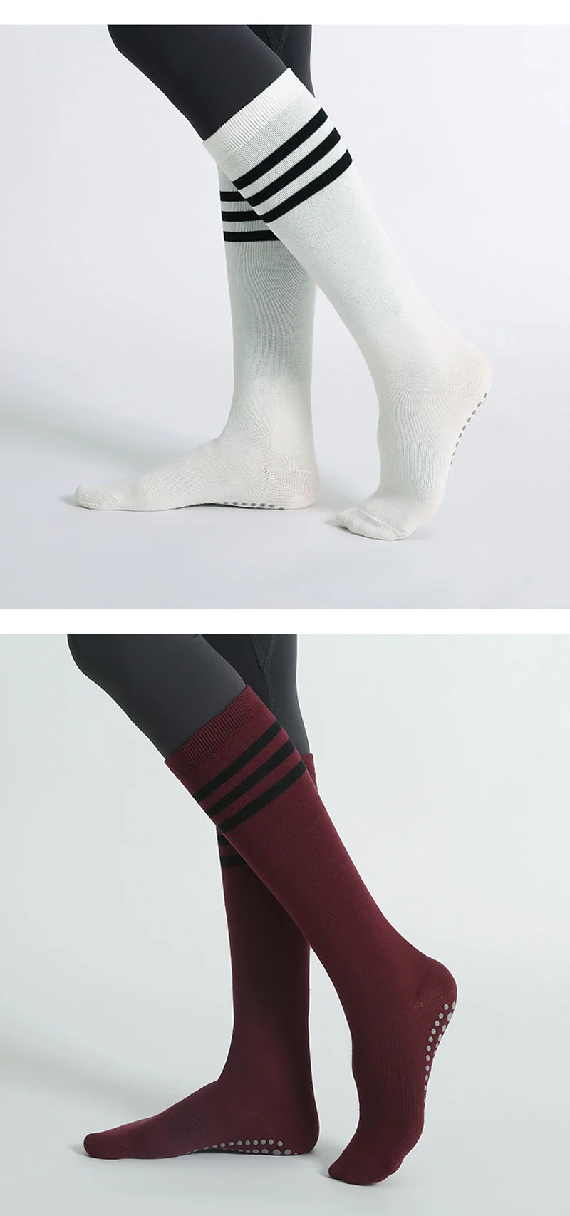 Herbst Winter Frauen Yoga Socken Gestreiften Baumwolle Fitness Atmungsaktive Pilates Socken Mittelrohr Nicht-Slip Gym Dance Ballett Grip socken – Detail 13