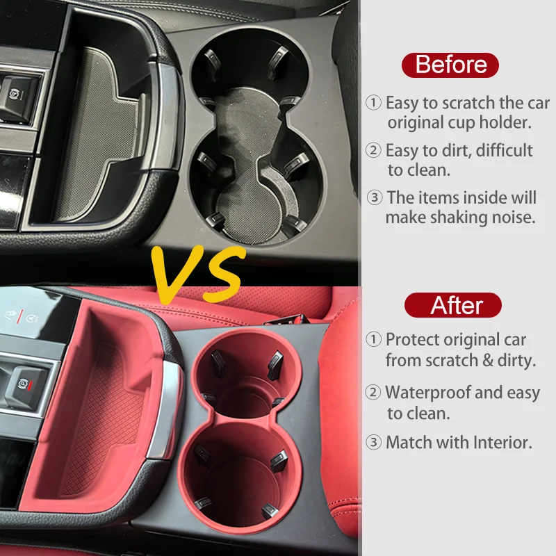 Silicone Car Center Storage Box Cup Holder For Porsche Macan 2022 2023 2024 Soft Waterproof Central Console Organizer Protector