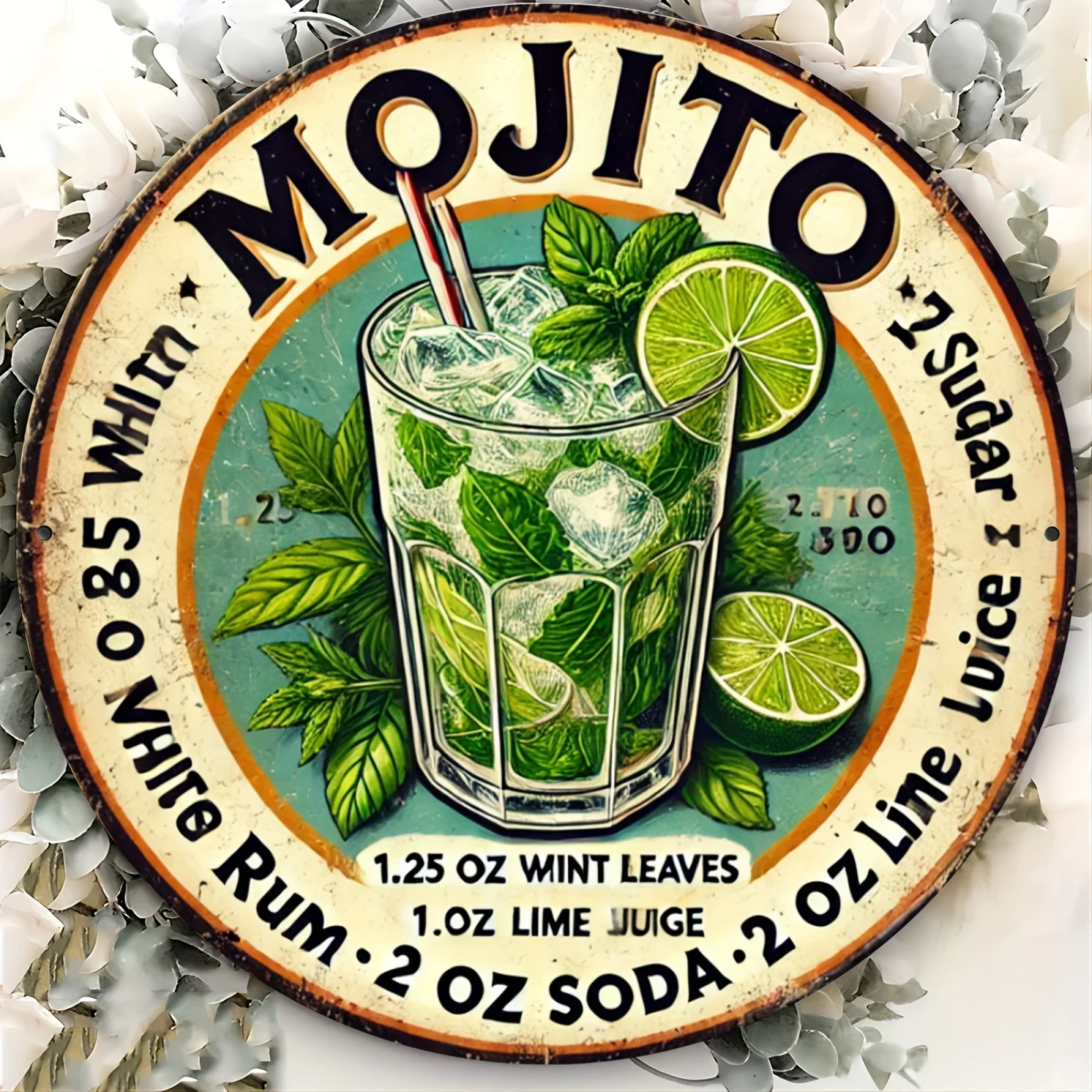 [Vintage Havana Mojito Sign] Vintage Havana Mojito Recipe Metal Sign - 1pc 7.87x7.87" Aluminum Wall Decor for Home, Kitchen, Bar view 6