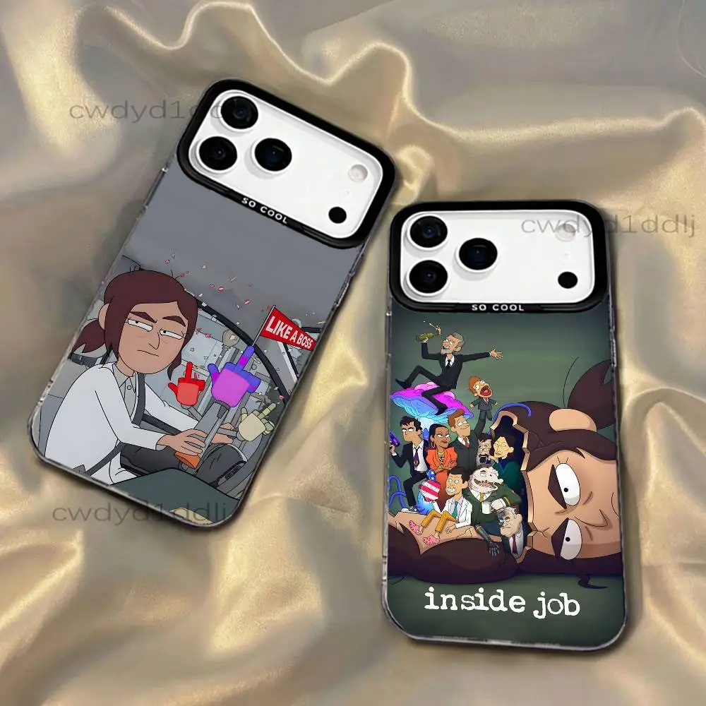 

I-Inside Cartoon Job For iPhone 17,16,15,14,13,12,X,8,Pro,Max,Plus,SE4,Air,Mini Black IMD Matte Case