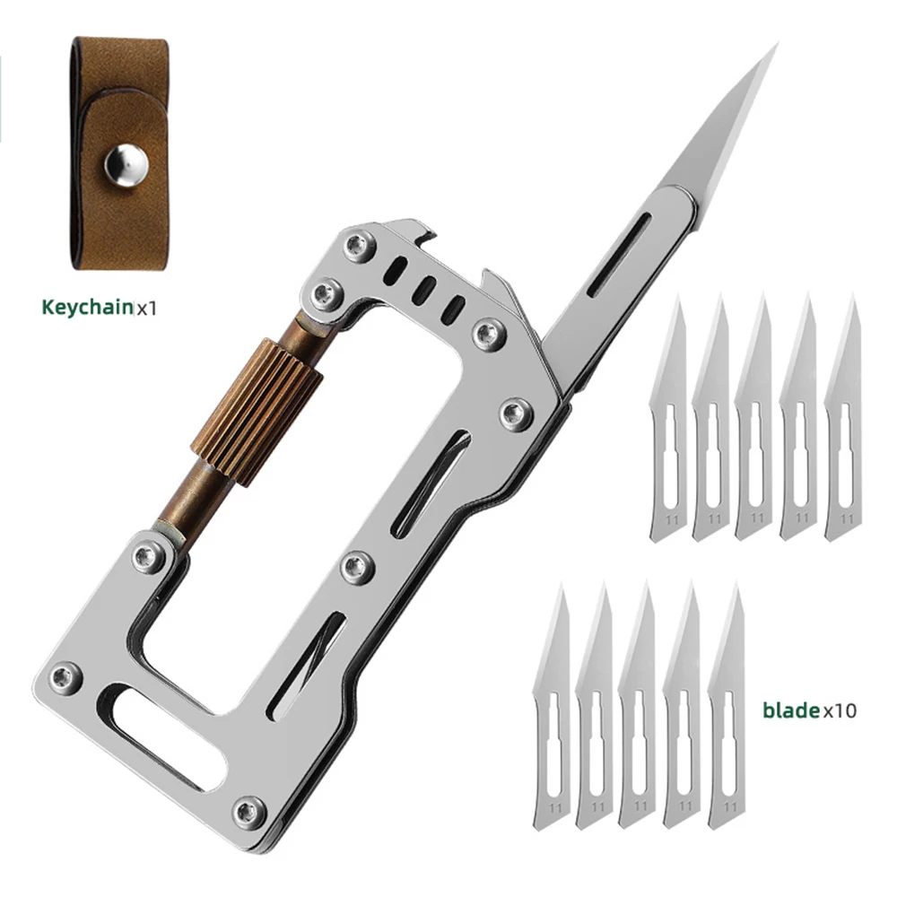 Foldable Stainless Steel Portable Knife, Safe and Sharp Surgical Knife for Outdoor tools, Travel gifts, or Opening Bottle caps