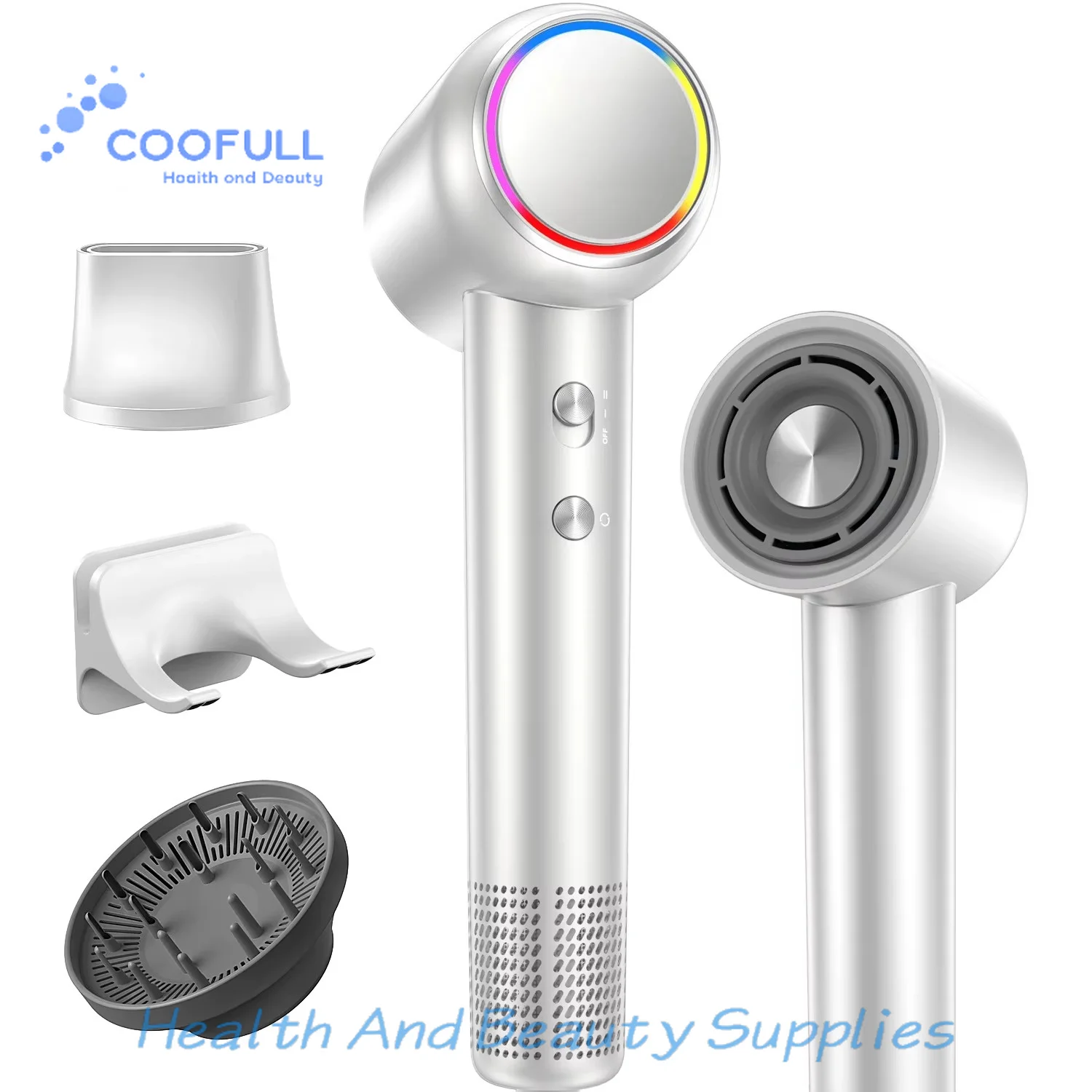 Coofull Professional Ionic Hair Dryer 160000 RPM 500 Million Negative Ions Fast-Drying Quiet Compact Lightweight Wall-Mounted
