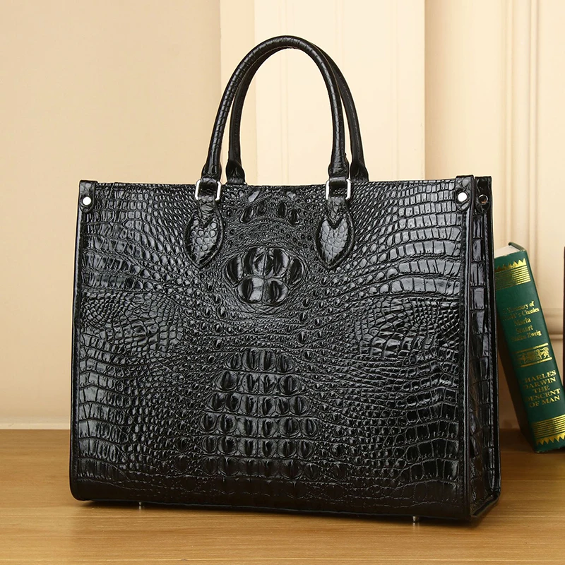 

New crocodile bone pattern luxury handbag, leather fashion tote bag, single shoulder diagonal cross bag, trendy