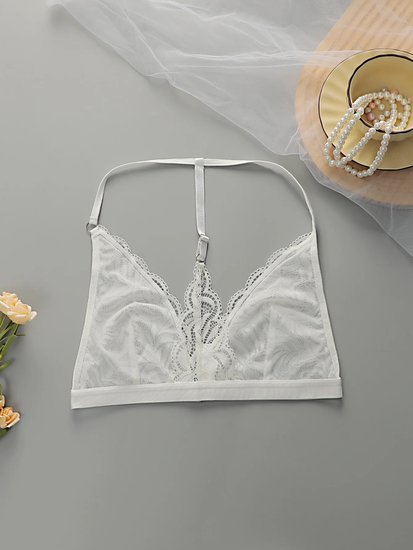 Women's sexy front button lace flower bra without steel ring gathering push ups comfortable and close fitting bra YS2497