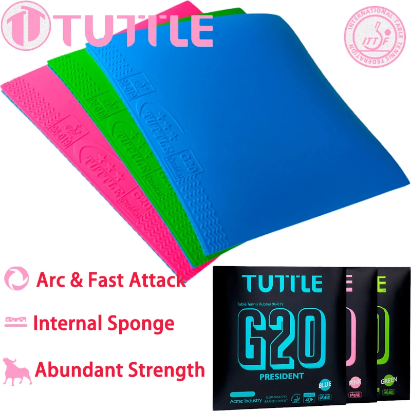 TUTTLE Table Tennis Rubber Sheet 2.0mm G20 Sticky Pips-in Ping Pong Rubber Sheet with Internal Energy Sponge ITTF Attack & Loop