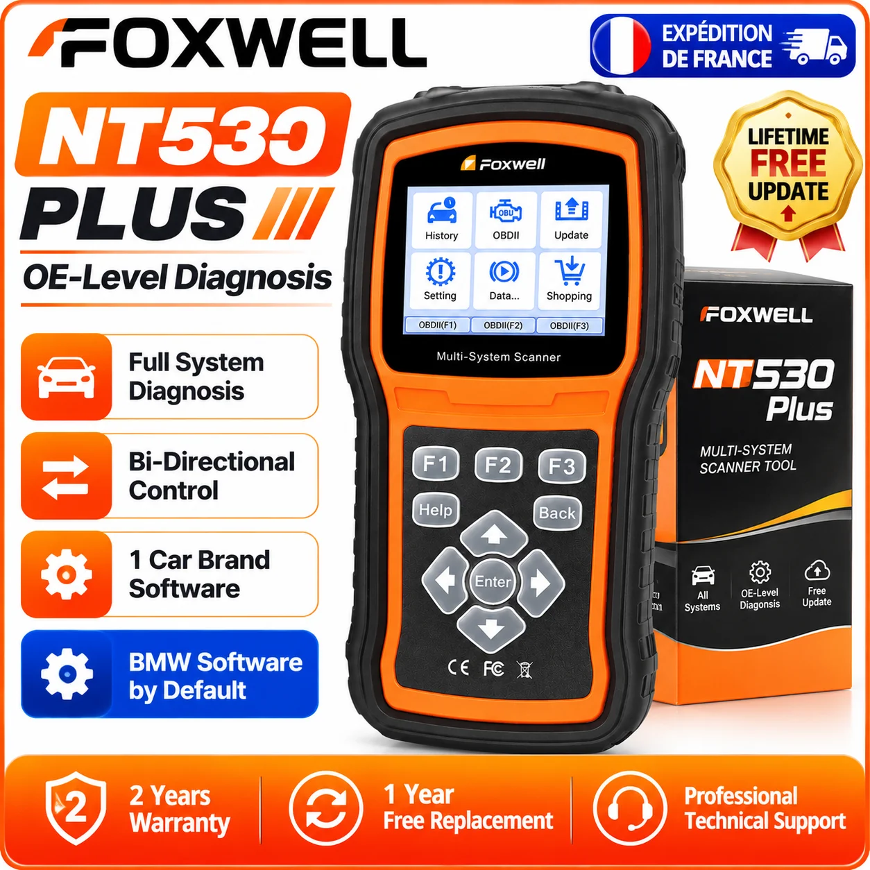 FOXWELL Plus OBD2-Scanner Automotive für BMW Alle Systeme Alle Wartungsarbeiten Bidirektionales Diagnose-Scan-Tool OBD2-Scanner Automotive