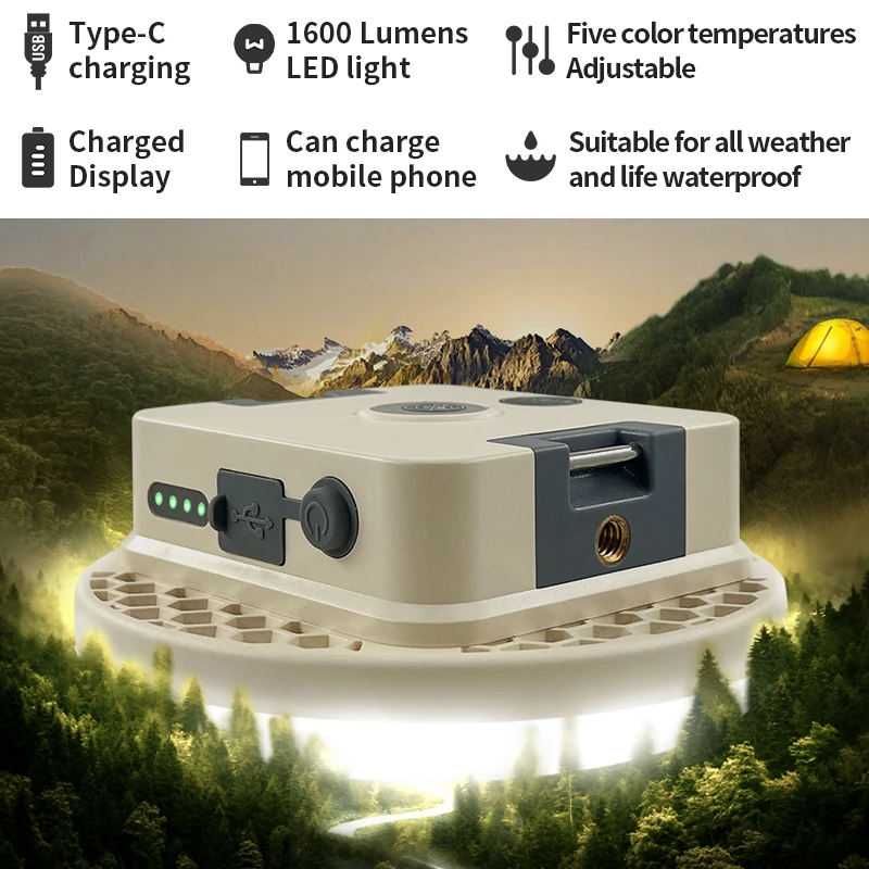 LED Camping Light, 8100mAh Rechargeable Lantern, 4 Lighting Modes, Power Bank, Waterproof Portable Flashlight for Power Outages