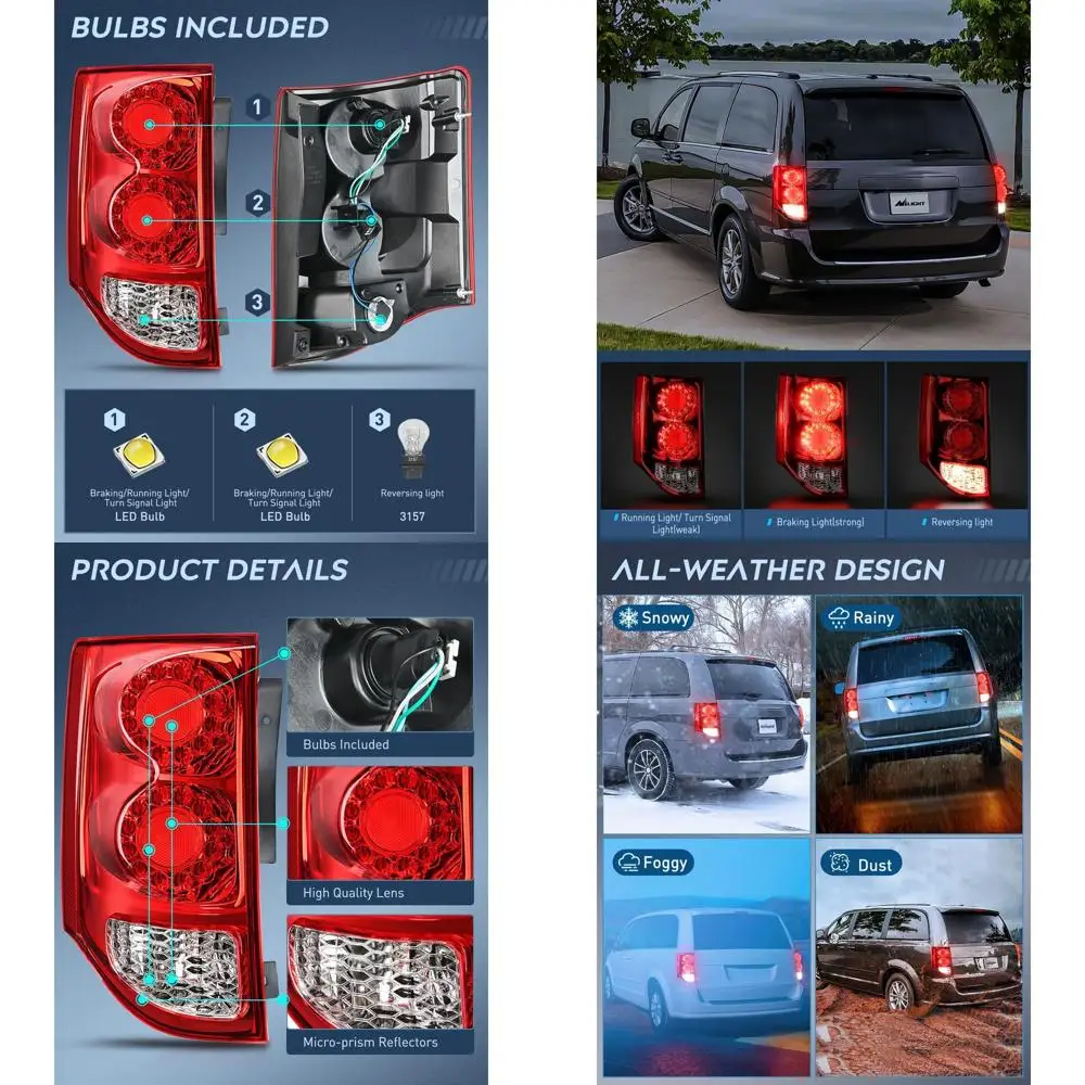 2011-2019 Dodge Grand Caravan Ensemble de feu arrière côté conducteur de style OE