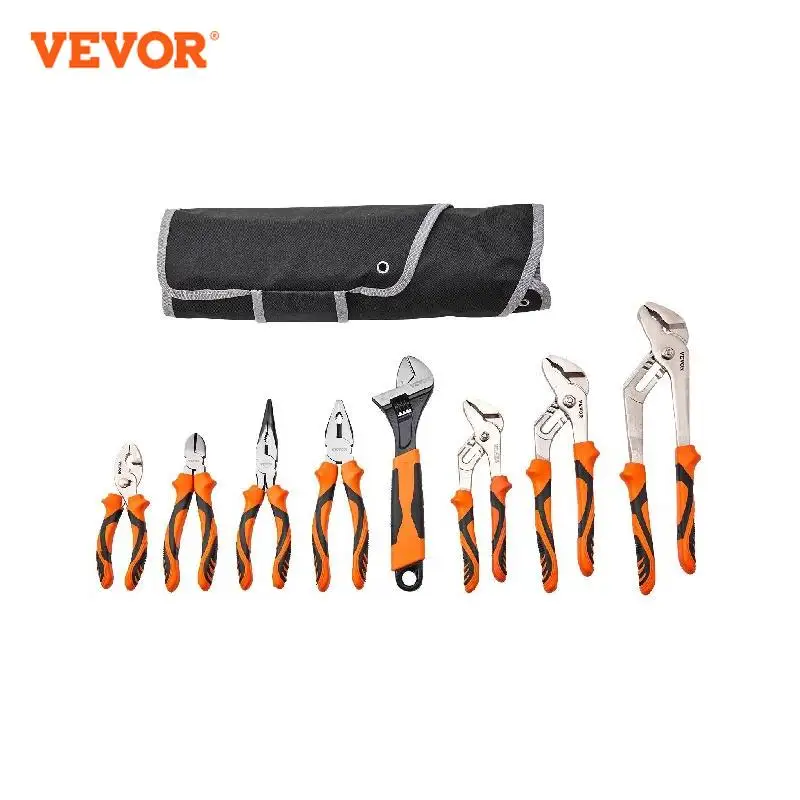 VEVOR 8-Piece Pliers Set High Carbon Steel 12/10/8 Groove Joint Pliers 8 Linesman's Pliers 6 Slip Joint Pliers and Tool Bag
