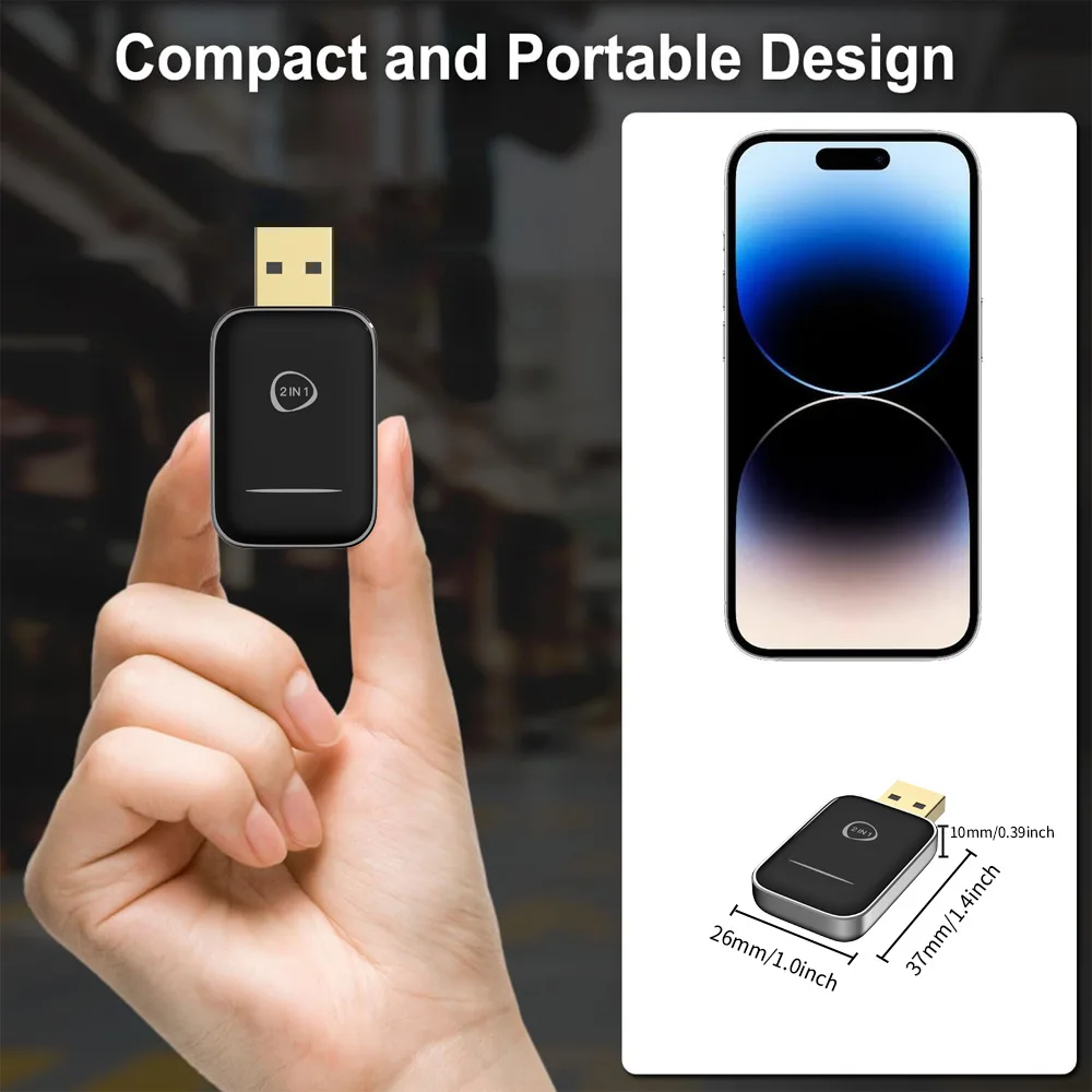 Adapter bezprzewodowy CarPlay Android Auto Plug&Play USB Dongle Bezprzewodowy Dongle do samochodów z przewodowym CarPlay/Android Auto