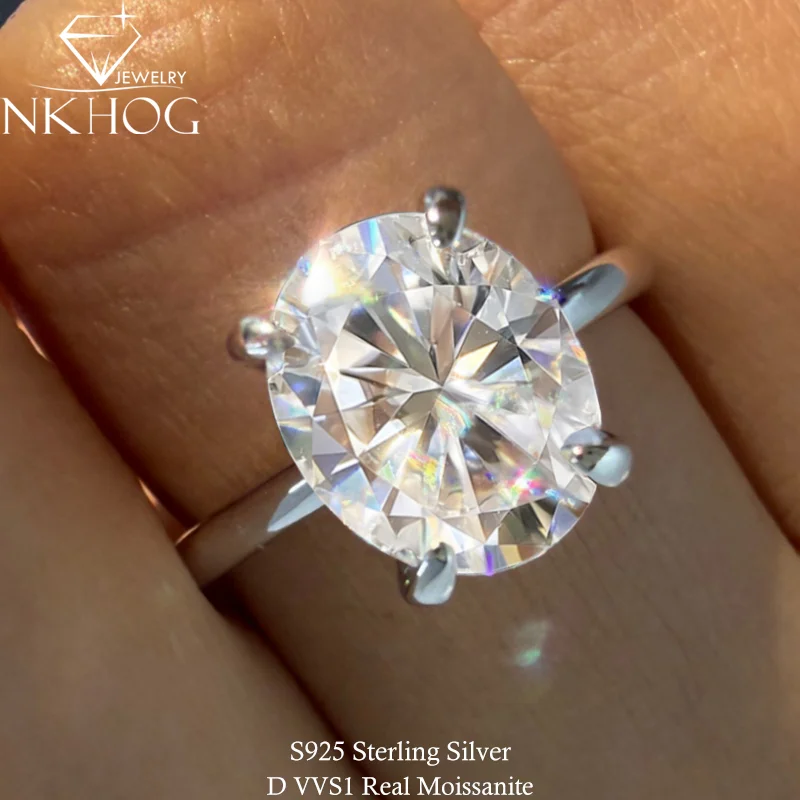 NKHOG Oval Cut 1/2/3CT Full Moissanite Rings Women 925 Sterling Silver Engagement Wedding Diamond Band Fine Jewelry Certified