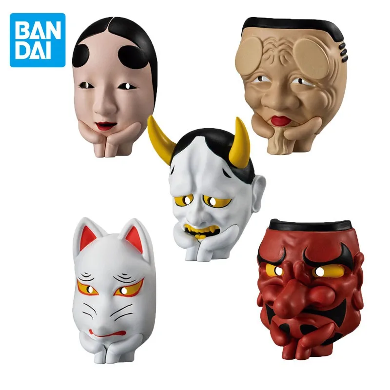 Bandai Original Gashapon The Waiting Japanese Traditional Mask Anime Figure Mask Action Figure Toys for Boys Girls Kids Gifts