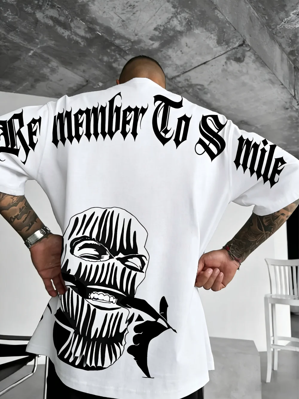 Europäisches und amerikanisches Herren-Sommer-T-Shirt mit Gothic-Buchstaben- und Figurendruck, bequem und atmungsaktiv, Rundhalsausschnitt, Outdoor-Street-Top – Detail 6