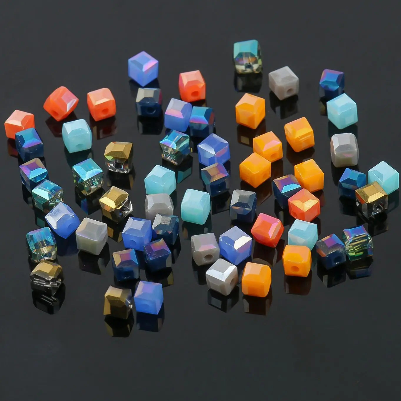 2/3/4mm AB Colorful Faceted Square Crystal Glass Bead Cube Loose Spacer Czech Crystal Bead For Jewelry Making DIY Accessories