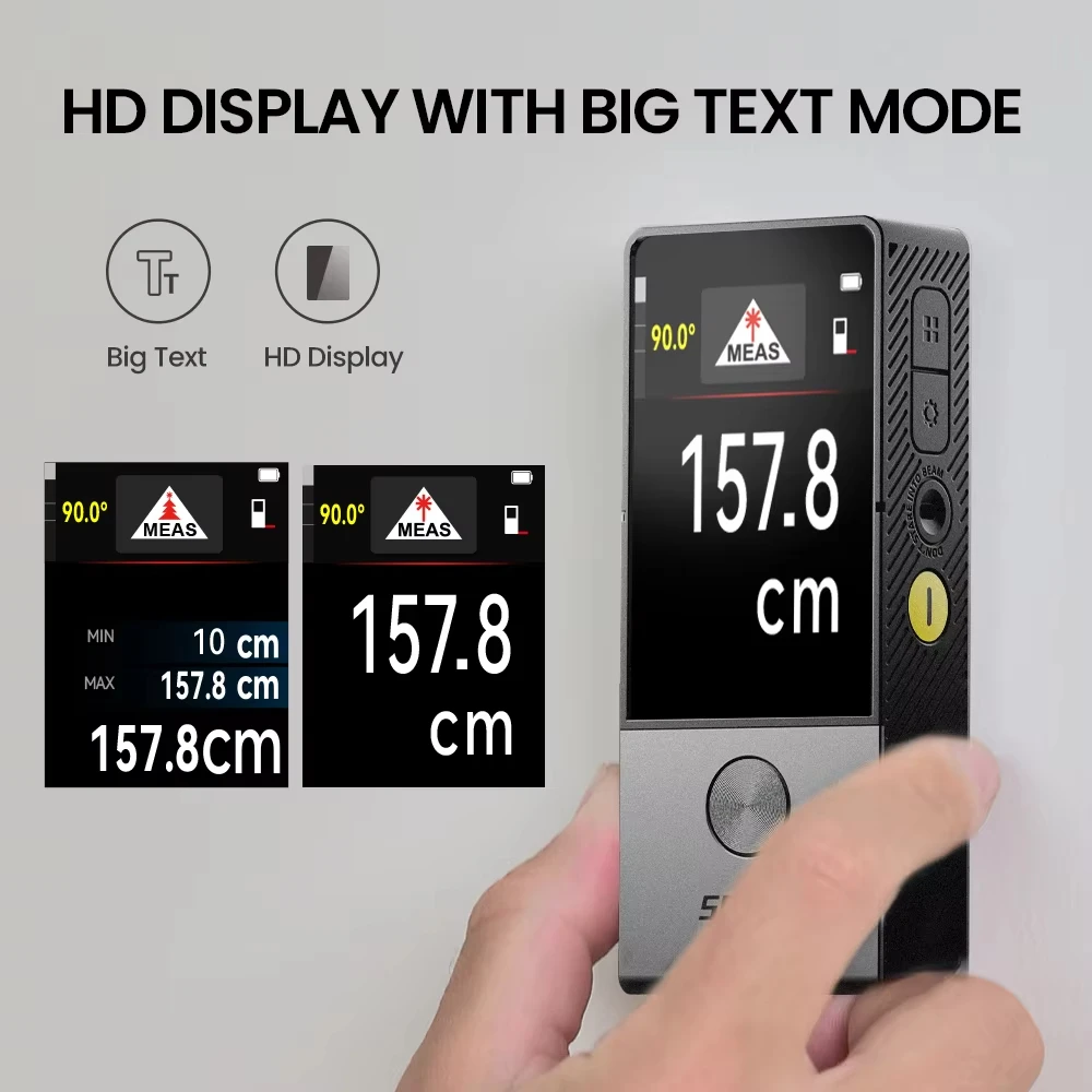 Mileseey Laser Distance Meter D9 100M Large Font Bluetooth  Laser Reference Line Visual Aligning, Rechargeable