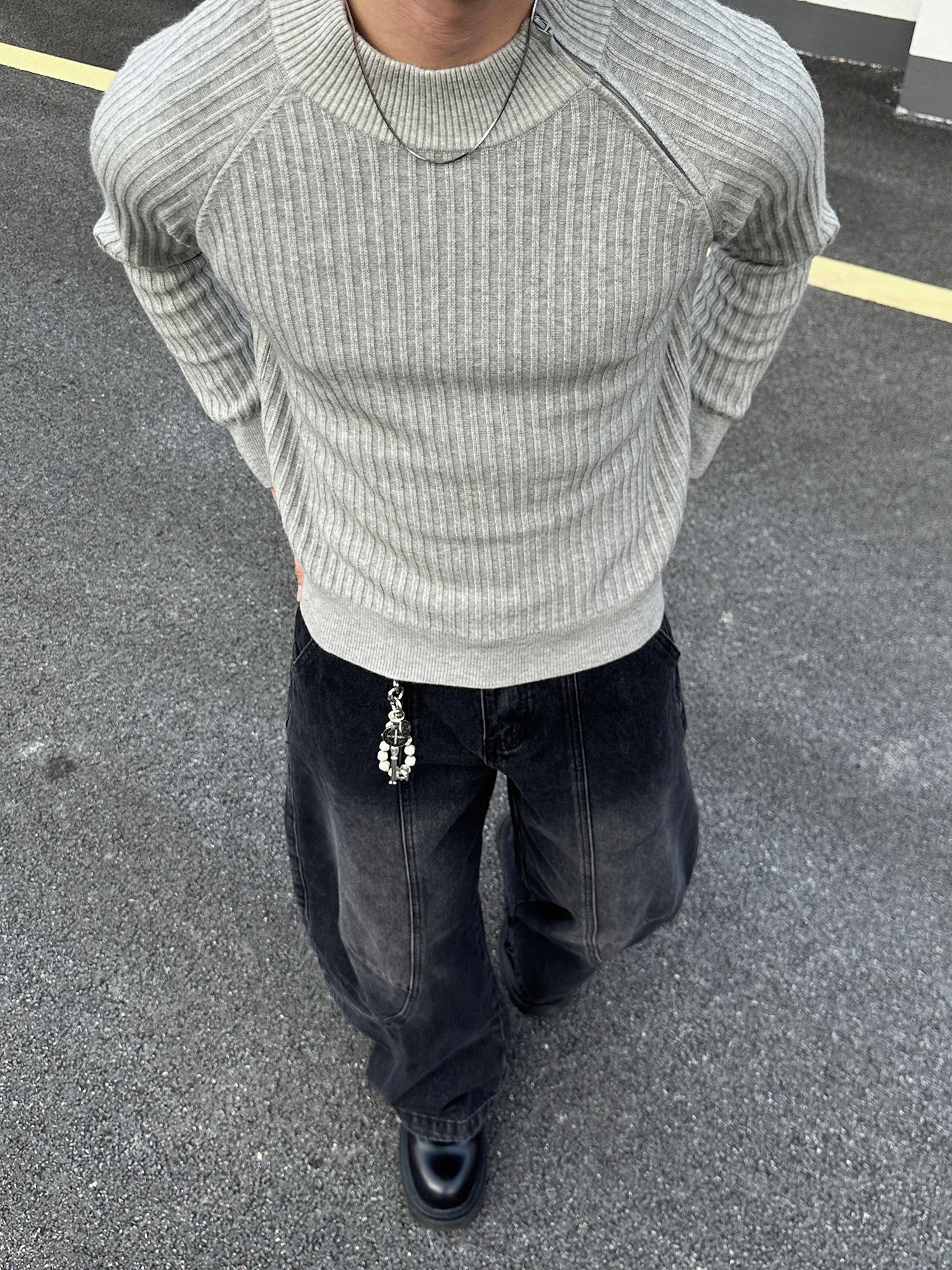 

American Retro Cleanfit round Ne Knitted Sweater Zipper Loose Casual Couples Top for Men And Women Breathable Long Sve