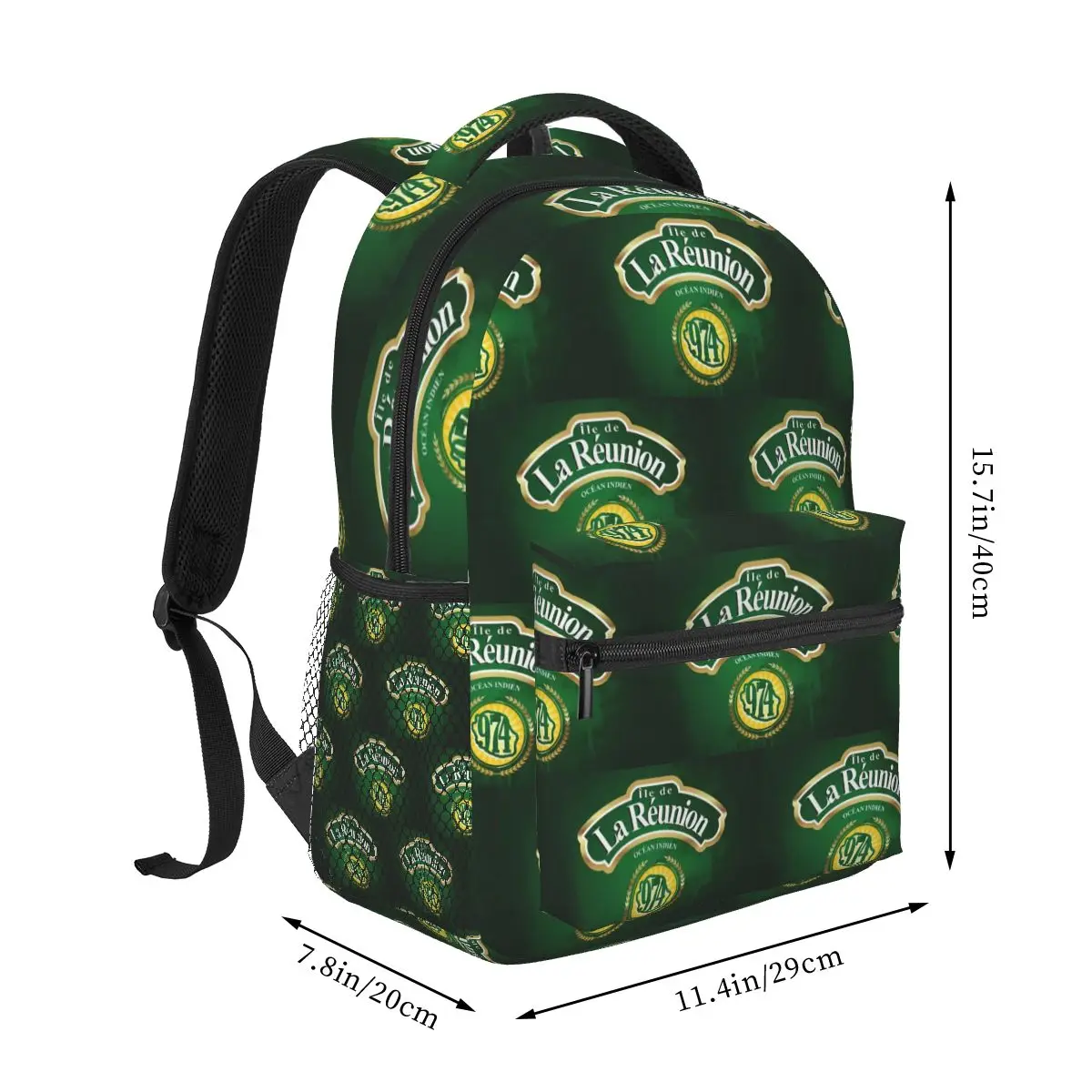 974 Reunion Island Flag Backpack Student Boys Girls BookBag Kids School Bag Computer Shoulder Bags for Men Women