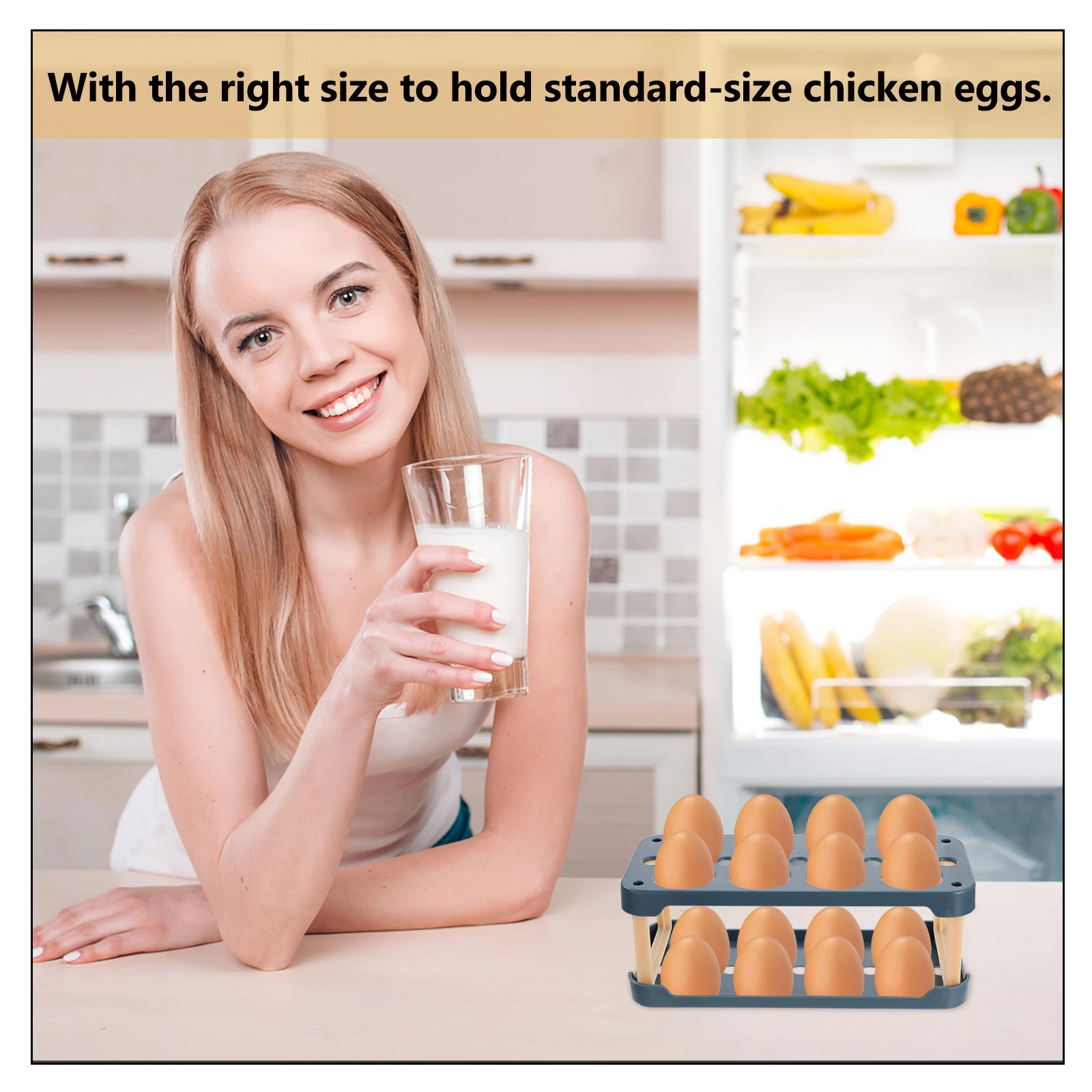 

Mini Fridge Organizer for Egg Carton Plate Refrigerator Drawer Holder Plastic Tray