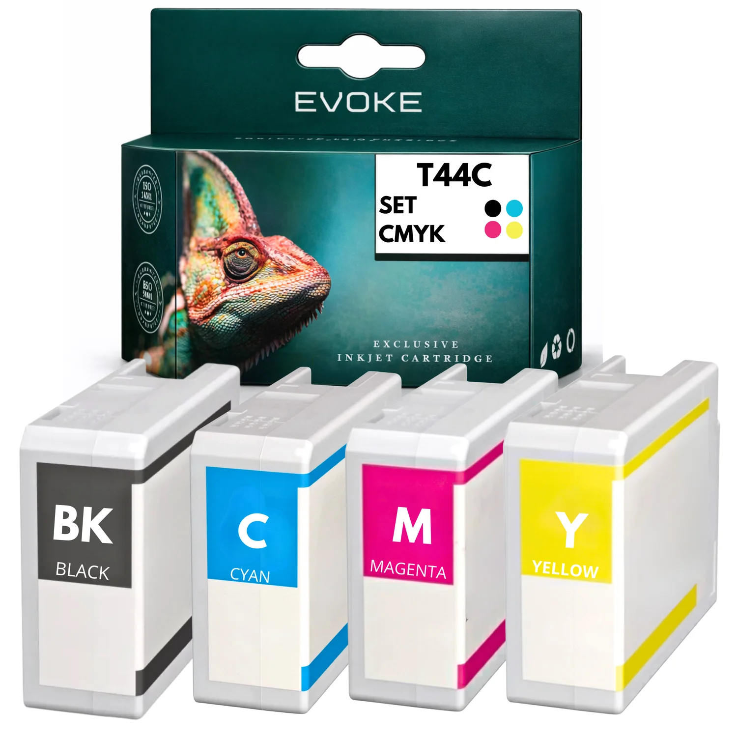 Evoke compatibele inkt voor Epson T44C1 T44C2 T44C3 T44C4 4X Cmyk: Zwart, Cyaan, Magenta, Geel 320 ml Colorworks Cw-C6000Ae C6000Pe C6010A C6010P C6500Ae C6500Pe C6510A C6510P