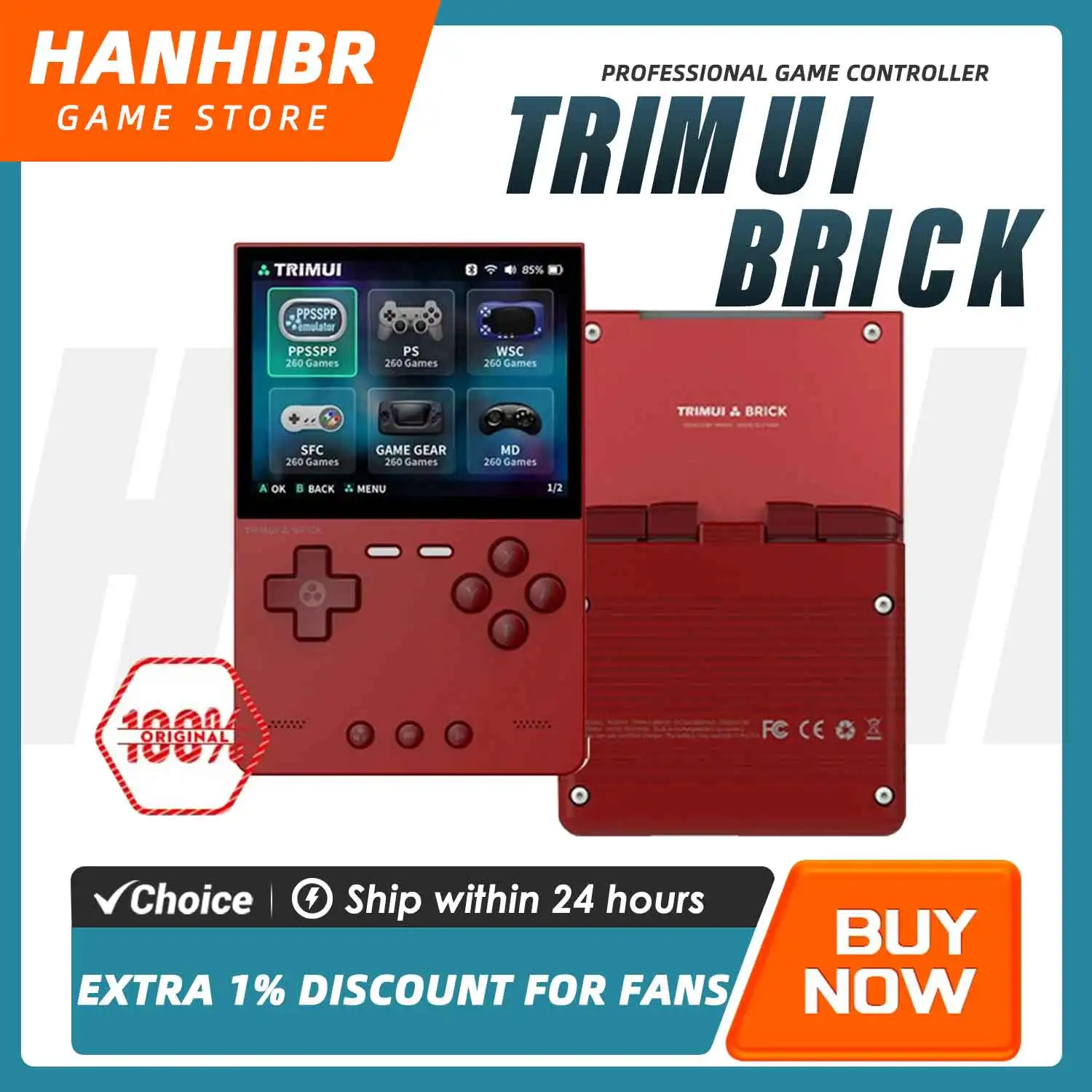 

Портативная ретро-игровая консоль TRIMUI BRICK с IPS-экраном 400PPI, системой Linux, аккумулятором 3000 мАч, длительным временем автономной работы, LED-эффектами и бесплатными клавишами для любителей игр