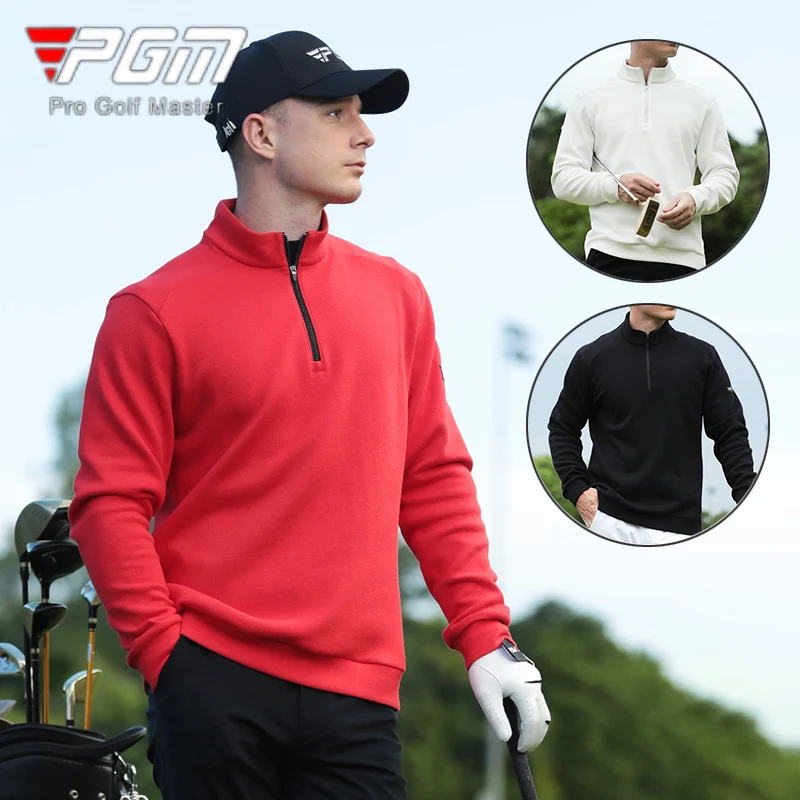 

PGM Men Zipper Stand Collar Golf T-shirt Male Warm Full Sleeve Sport Pullover Autumn Men Elastic Casual Training Top Sportswear