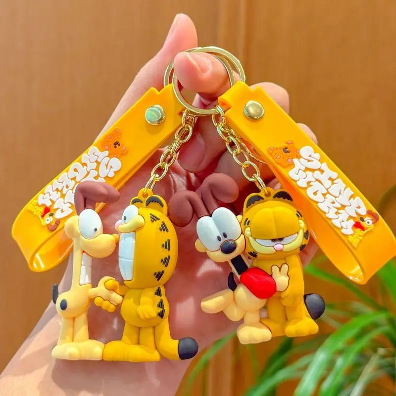 Garfield Animations-Cartoon Niedlicher Lustiger Schlüsselanhänger Kawaii für Jungen und Mädchen Paar Plüsch-Rucksackanhänger Zubehör Großhandel