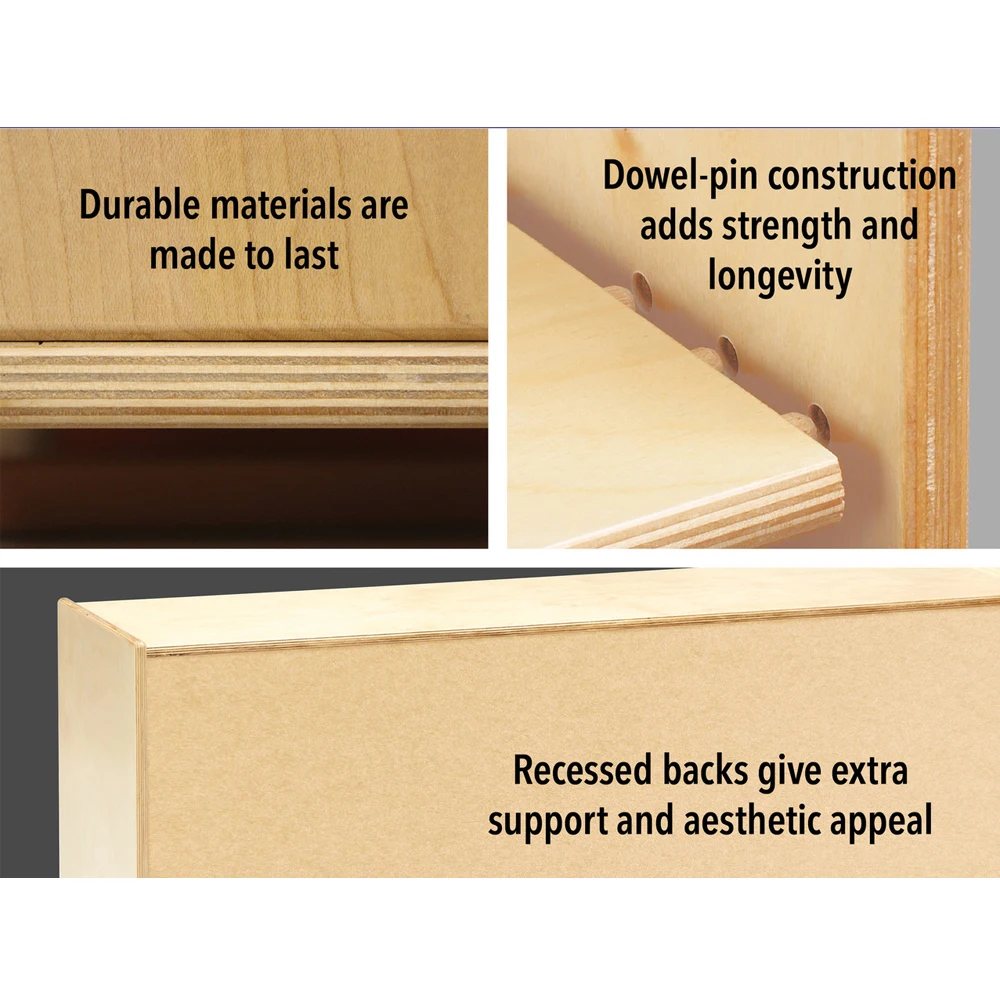 Wood Children's Cabinet Storage Set for Bedroom & School Includes Stairs to Foster Kids' DIY Skills Nursery Organization