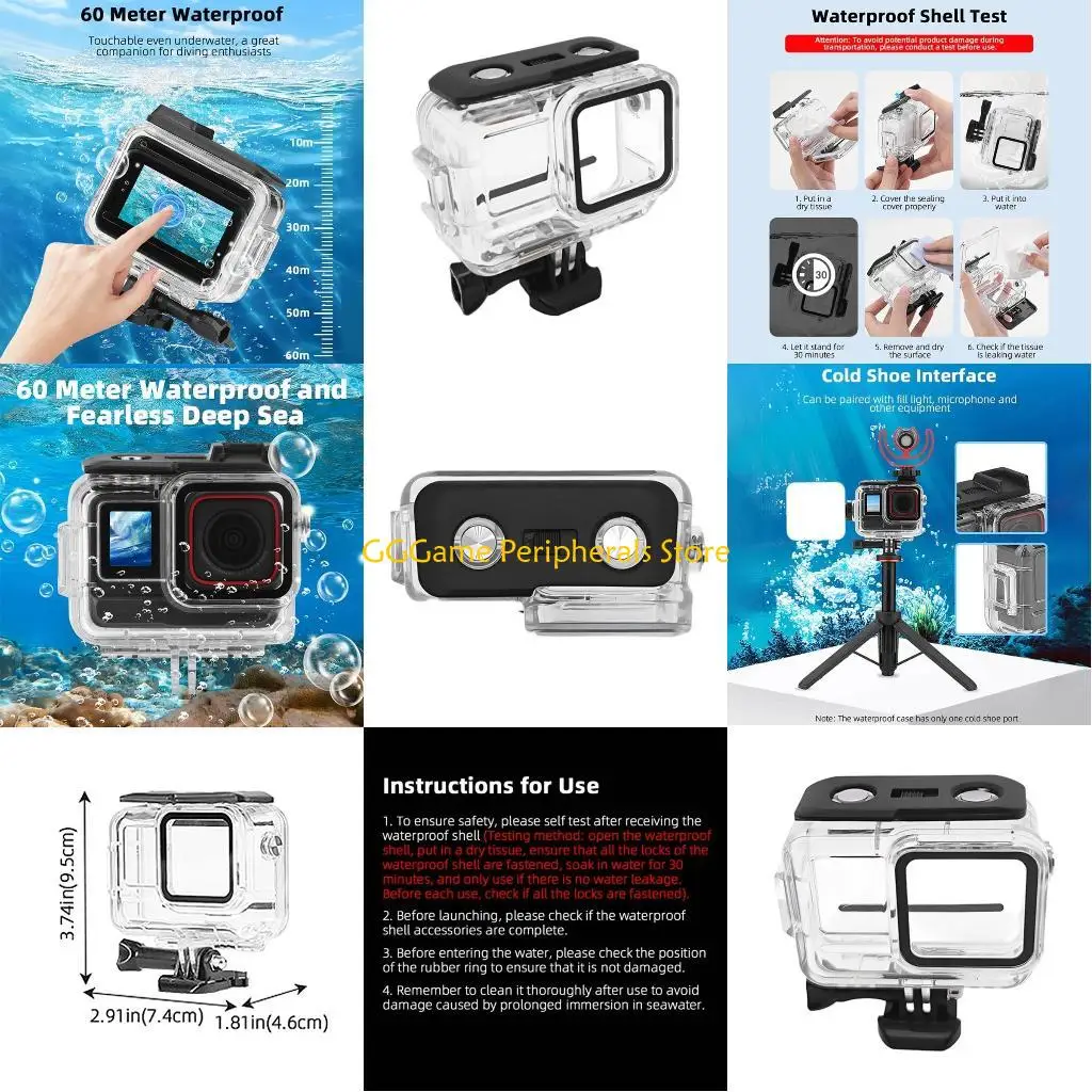 

U55B 196ft Dive Case Waterproof Camera Housing for 360Ace Camera Waterproof Case for Outdoor Enthusiasts Water Adventure