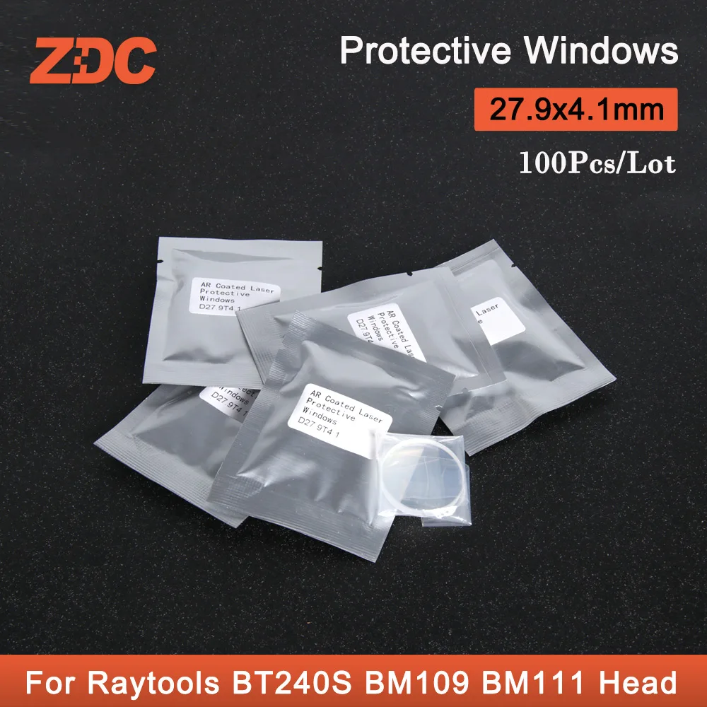 Imagem -03 - Lot Fibra Laser Proteção Lens 27.9x4.1 mm para Raytools Bt210s Bt240s Bm109 Bm111 Cabeça de Corte 100 Pcs