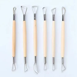 6PCS Wood Handle Art DIY modeling Clay cutters for polymer clay Tools kit Wax pottery and ceramic supplies clay sculpting tools