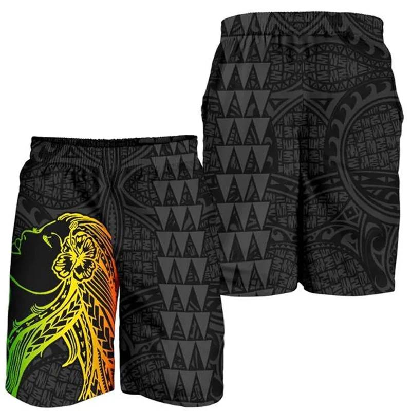 Girl Print Men's Shorts Hawaii Beach Short Trunks Polynesian Tribal Swim Trunks Gym Ice Shorts Boy Board Short Pants Ropa Hombre