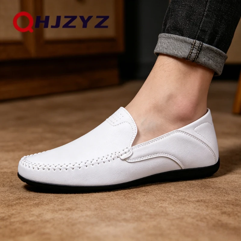Luxury Leather Men Shoes Casual 2026 Italian Soft Men Loafers Handmade Moccasins Breathable Slip on Boat Shoes Zapatos Hombre