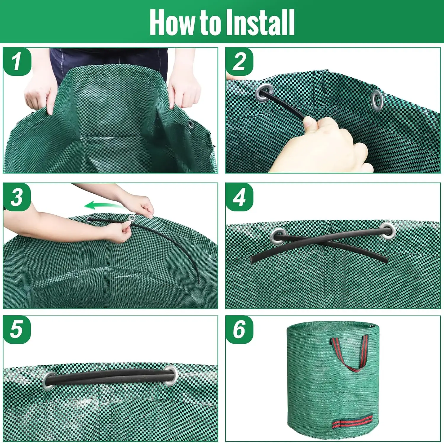 أكياس نفايات الحدائق الثقيلة القابلة لإعادة الاستخدام ، أكياس الحدائق ، أدوات الحدائق ، نفايات النباتات ، أوراق العشب